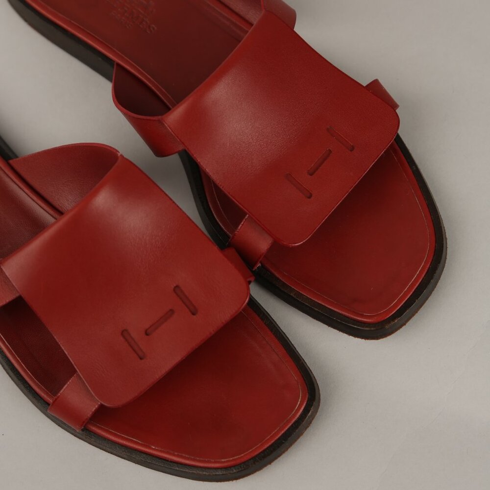 Rare Hermes Leather Slide Flat Sandals - Picture 4 of 6